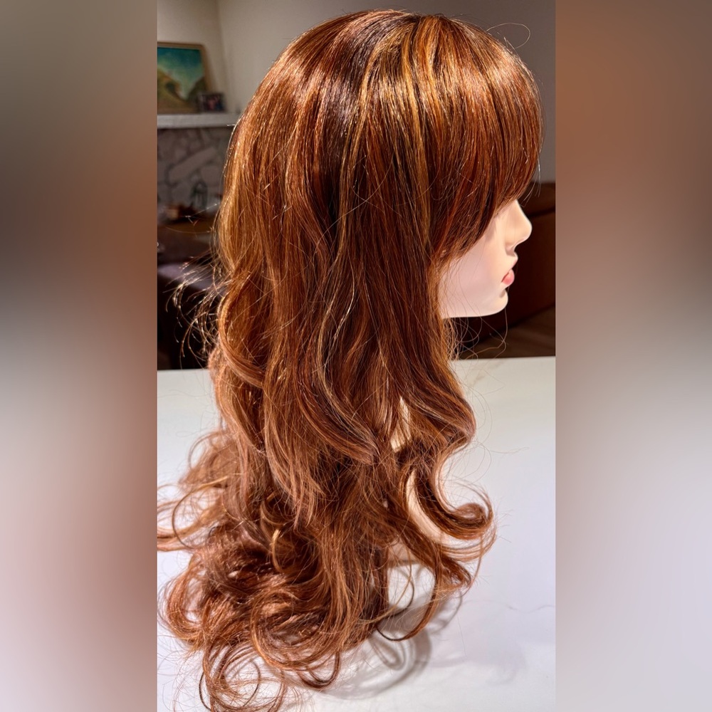 HAIR, 25-26” Vanessa Long Wavy Layers with bangs, Auburn/Copper - Picture 2 of 11